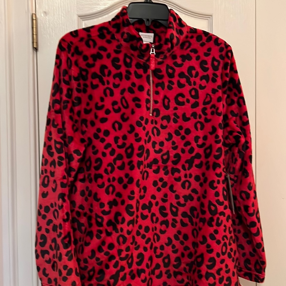 Chicos velour half zip pullover! Red and black! New with tags! Size 2